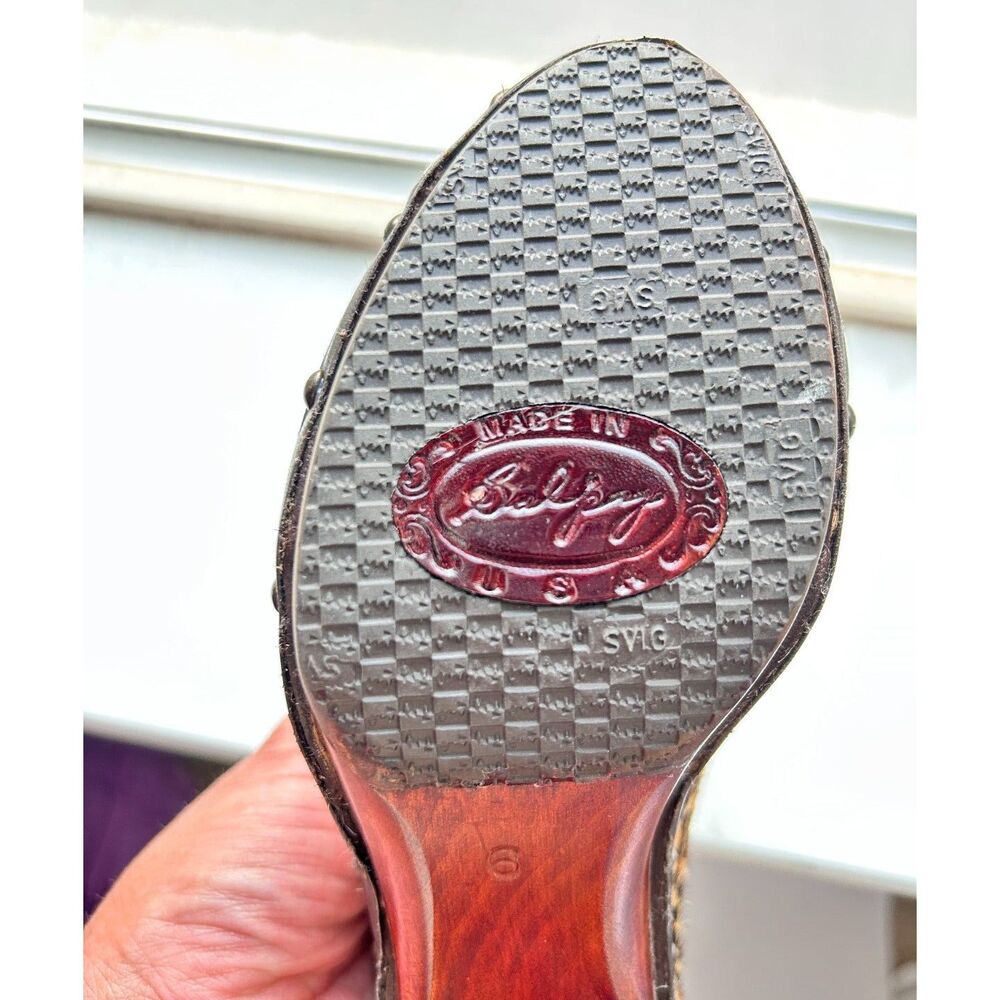 SALPY Studded Hand-Crafted Wooden Platform Leather Leopard Hair Clogs Mules - Picture 9 of 9